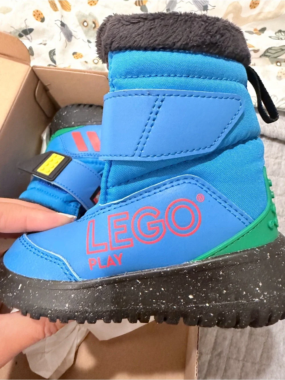 adidas Kids Blue Winter Boots with Pink and Green Accents